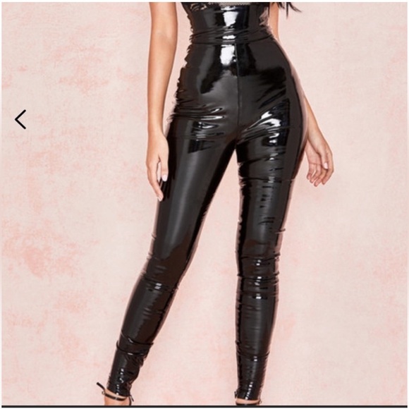 HOUSE OF CB LONDON HARMONY HIGH WAISTED PATRNT VINYL PANTS LARGE - Picture 1 of 16